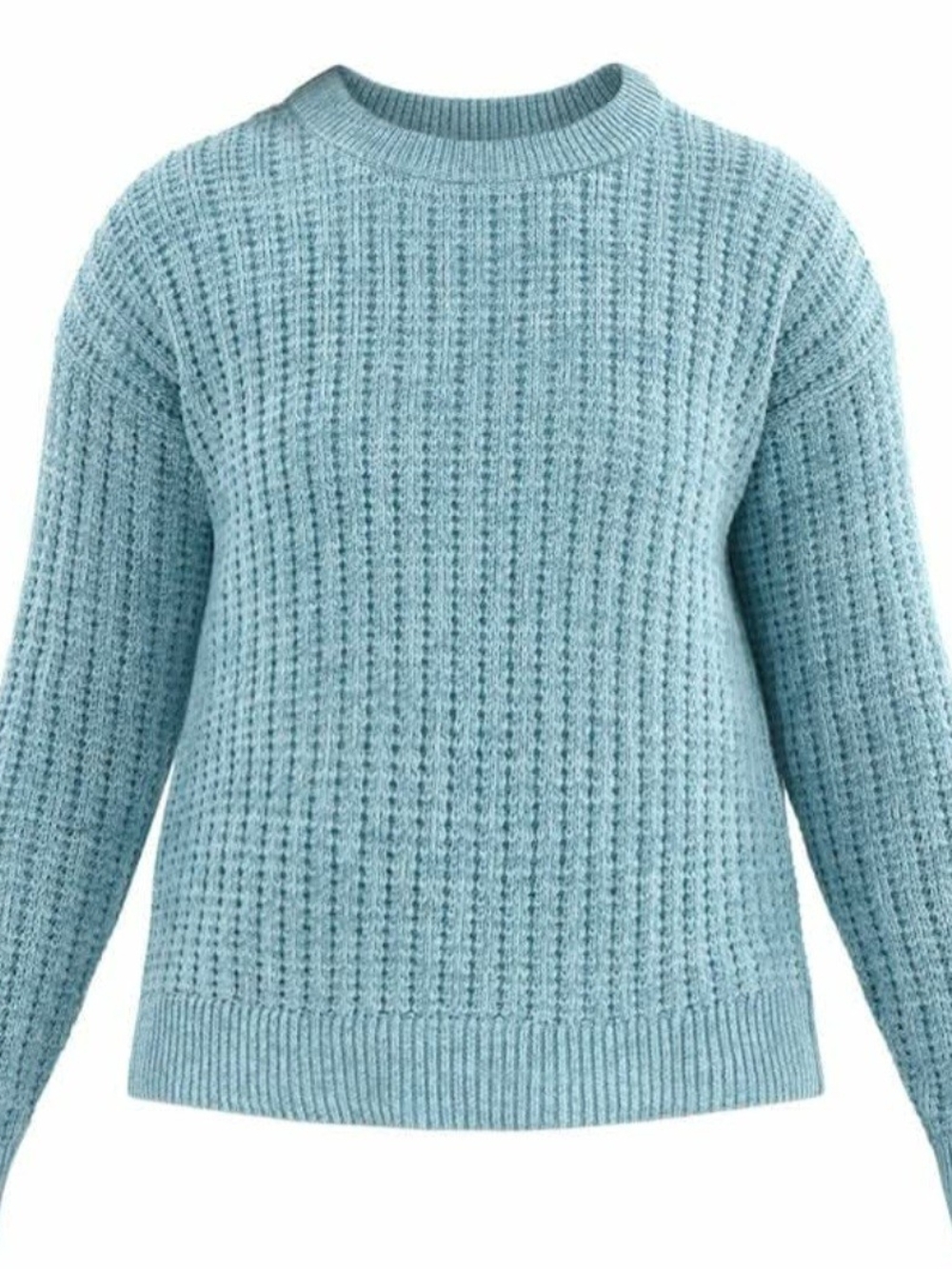 TIME AND TRU WOMEN’S CORE TEXTURE PULLOVER SOFT SEAFOAM TWEED, Large 12-14